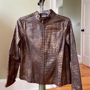 Brown lightweight jacket with gold tones.